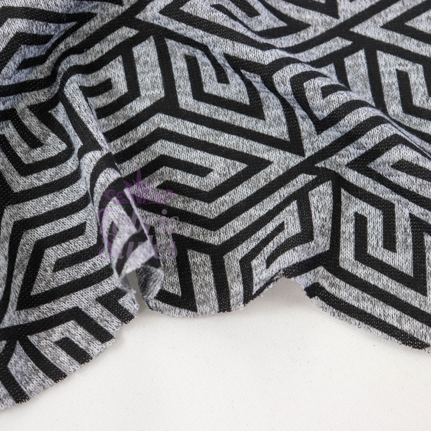 Black Geometric Loungewear Fabric
