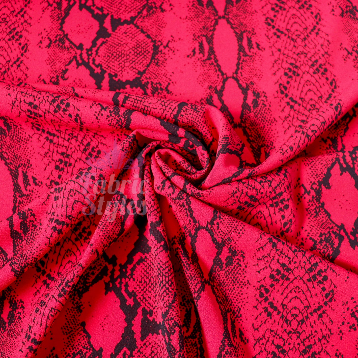Red Snake Animal Scuba Crepe Fabric