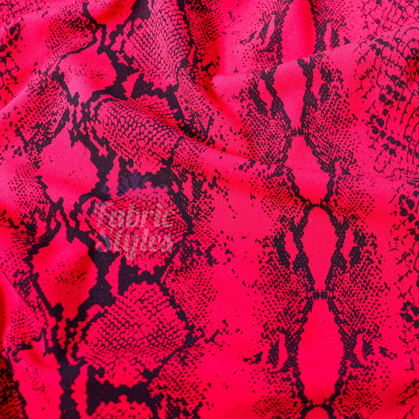 Red Snake Animal Scuba Crepe Fabric