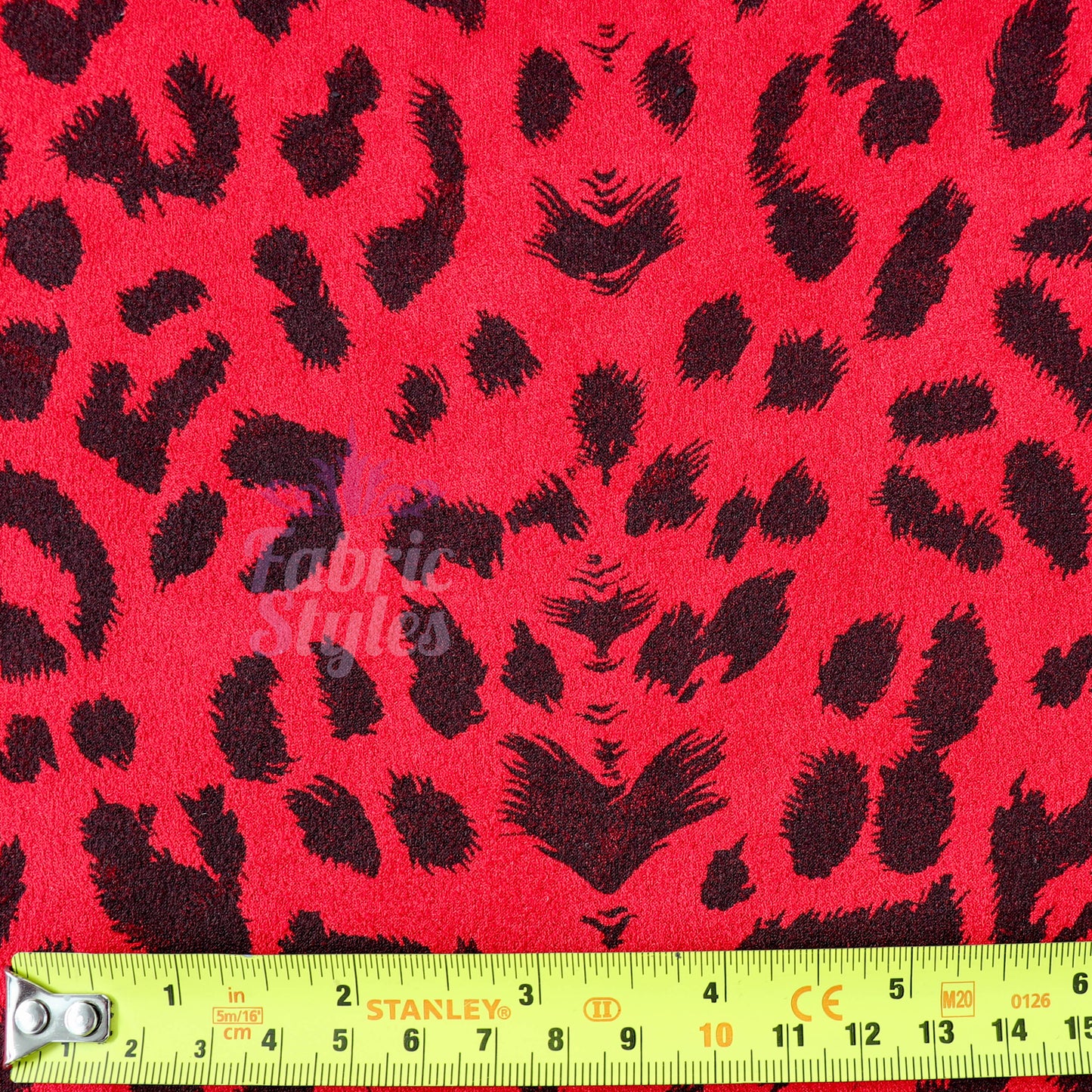 Red Leopard Animal Scuba Suede Fabric