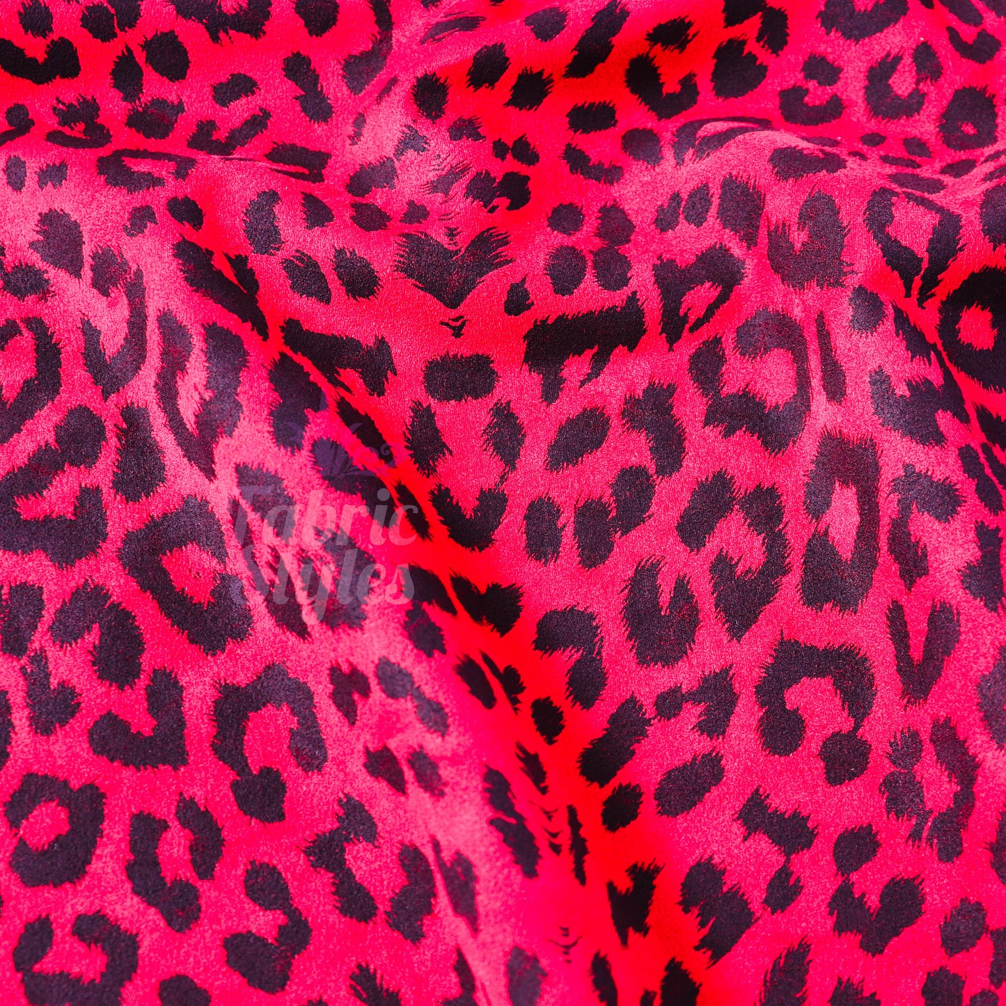 Red Leopard Animal Scuba Suede Fabric