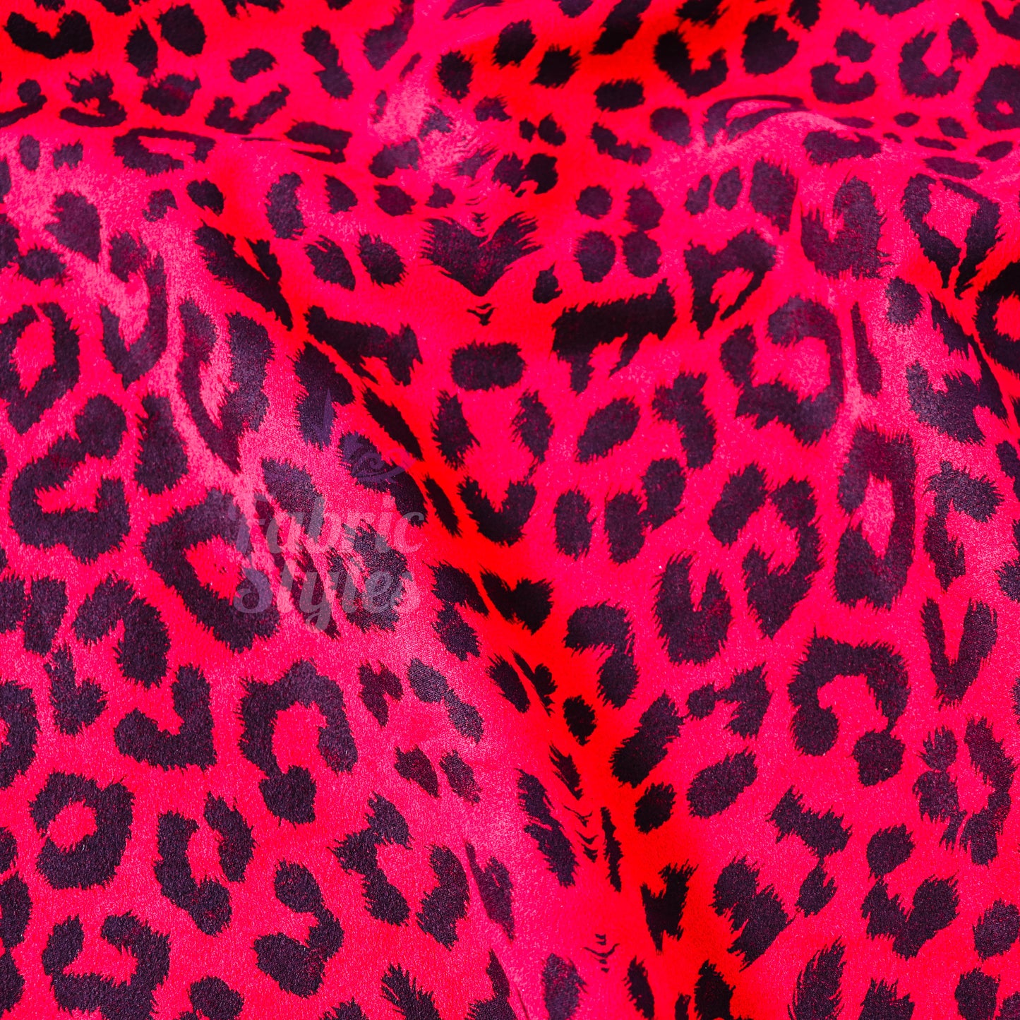 Red Leopard Animal Scuba Suede Fabric
