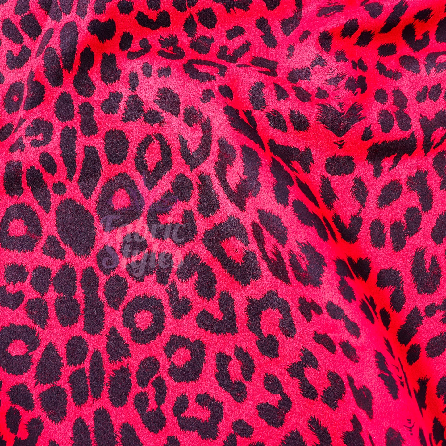 Red Leopard Animal Scuba Suede Fabric