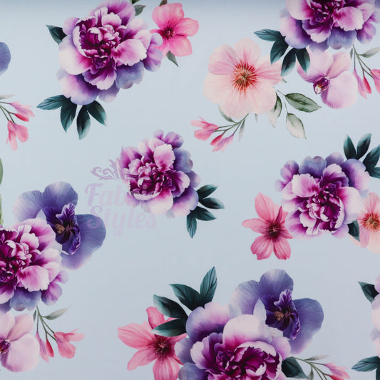 Blue Floral Scuba Fabric