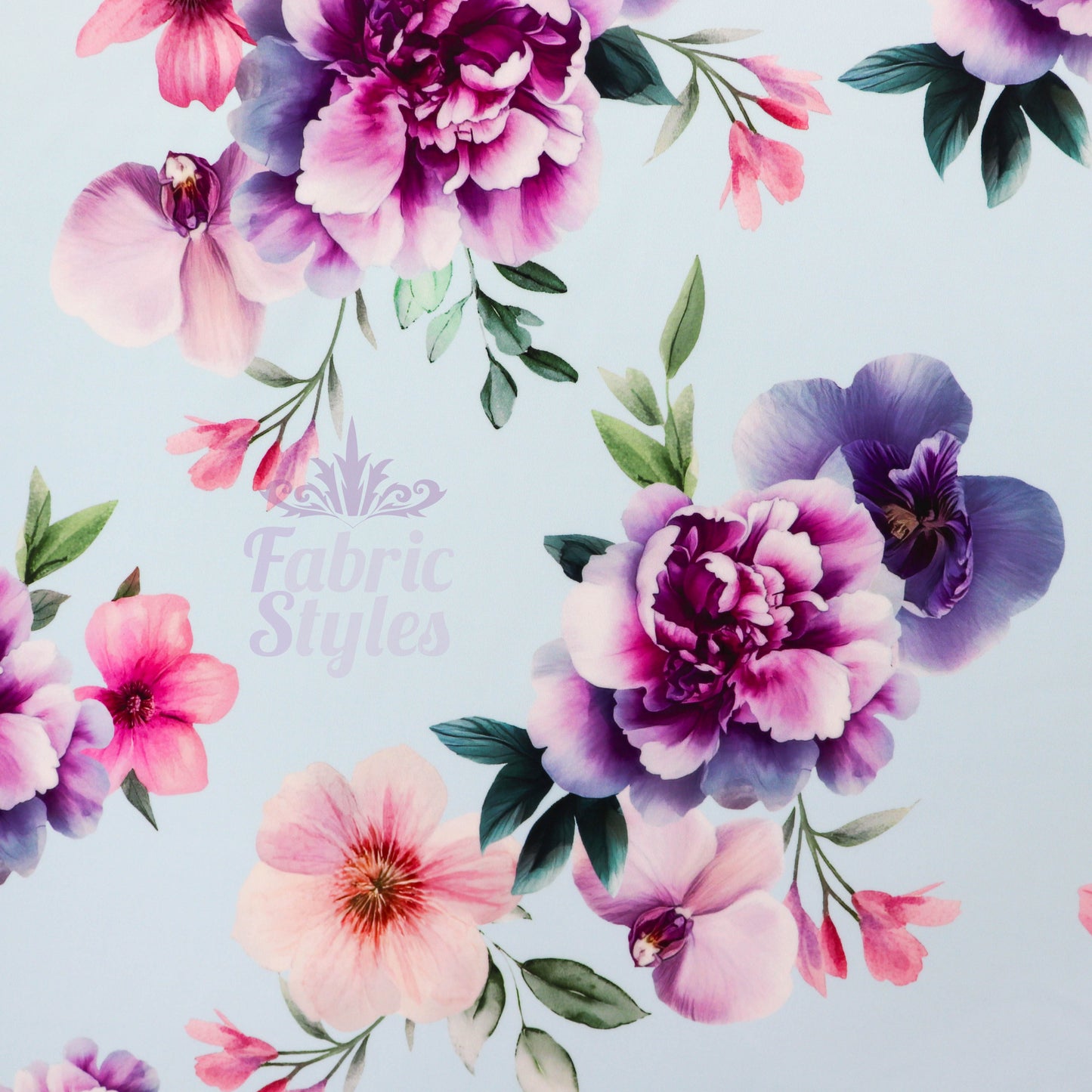 Blue Floral Scuba Fabric