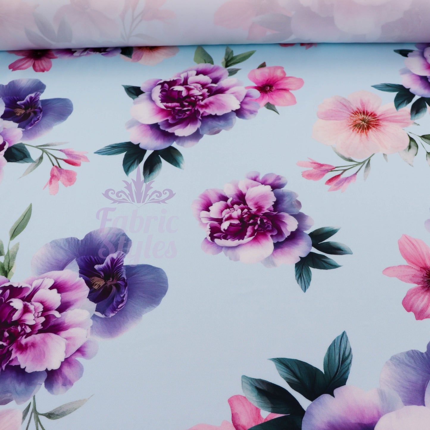 Blue Floral Scuba Fabric