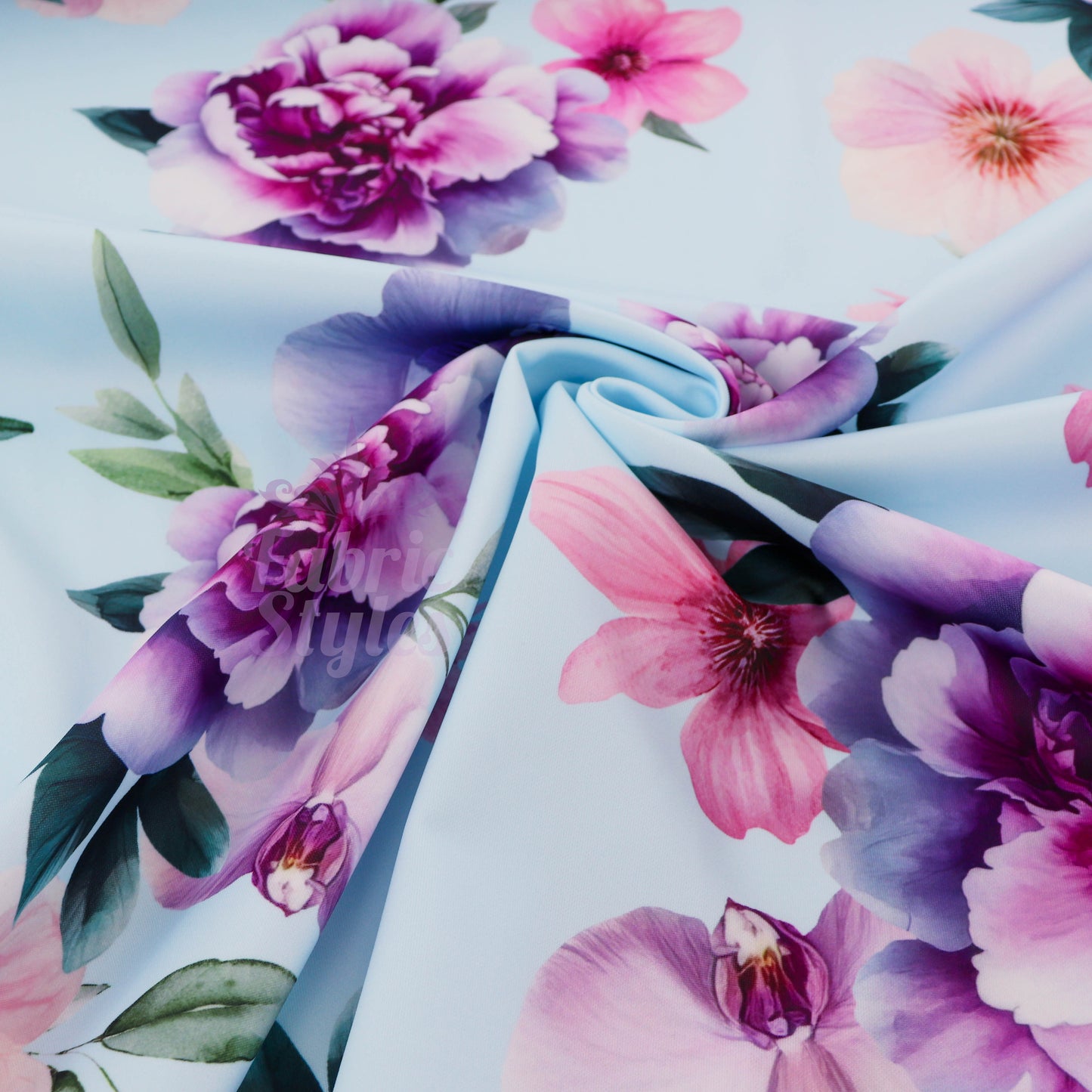 Blue Floral Scuba Fabric