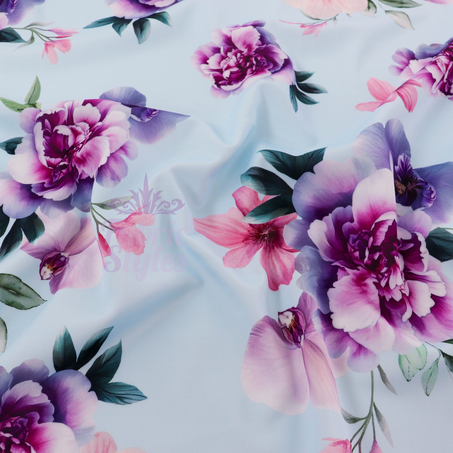 Blue Floral Scuba Fabric