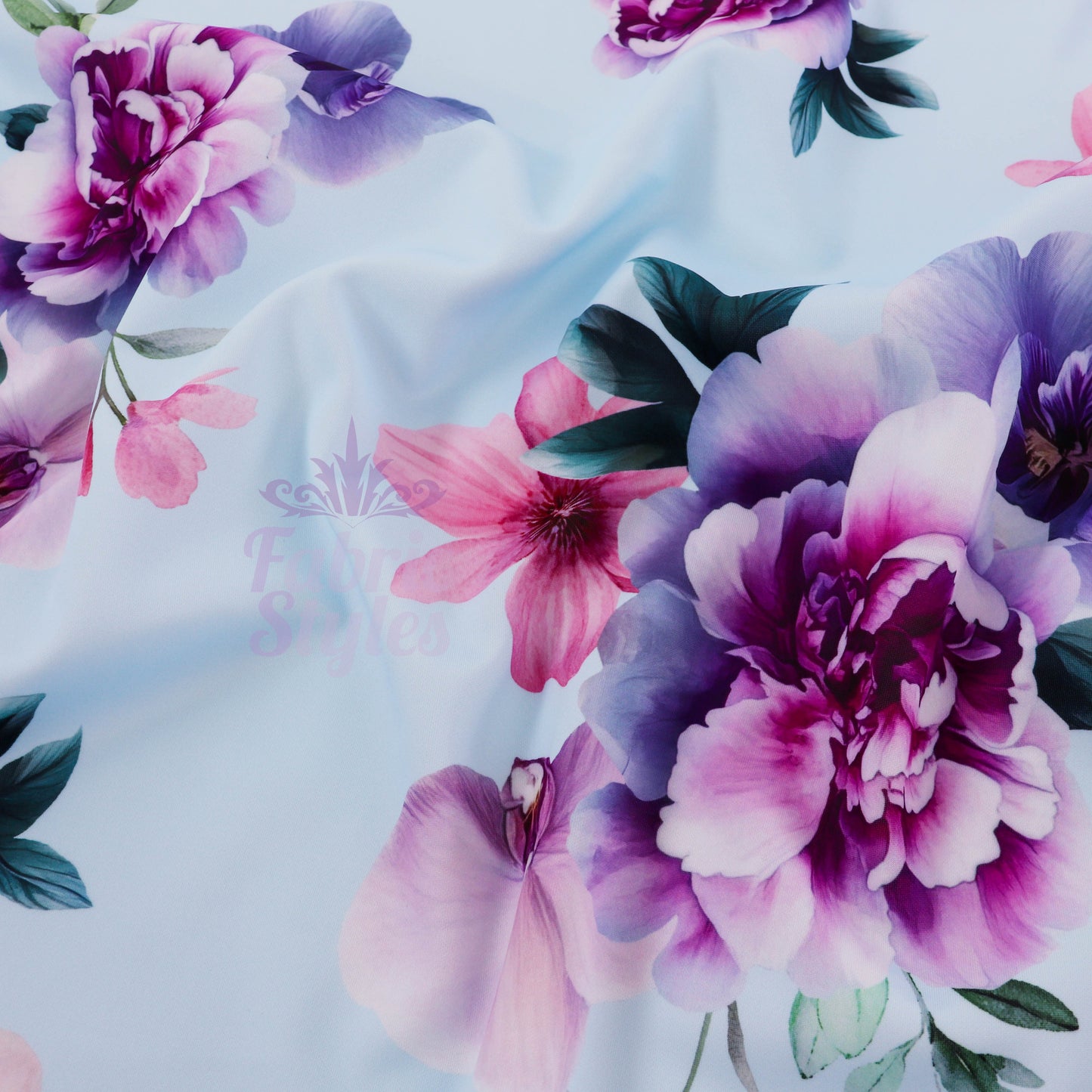 Blue Floral Scuba Fabric