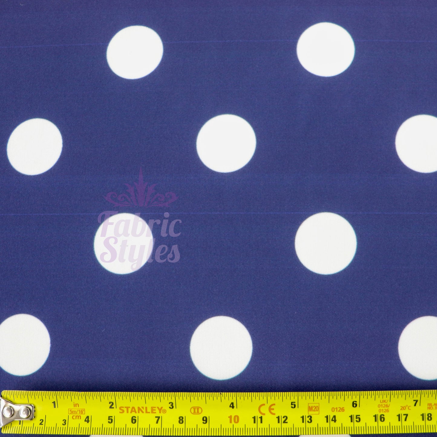 Navy Polka Dot Scuba Fabric