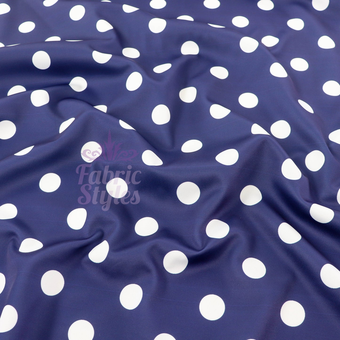 Navy Polka Dot Scuba Fabric