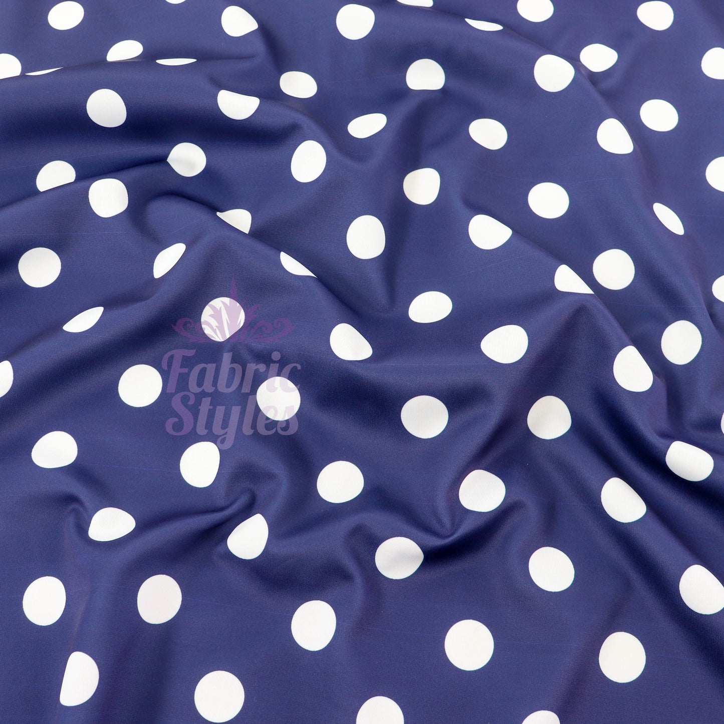 Navy Polka Dot Scuba Fabric