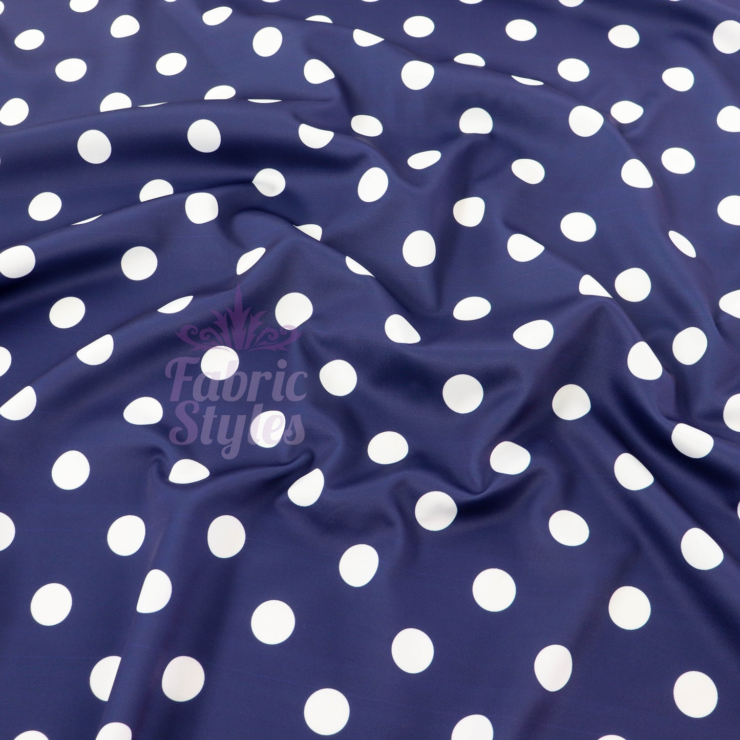 Navy Polka Dot Scuba Fabric