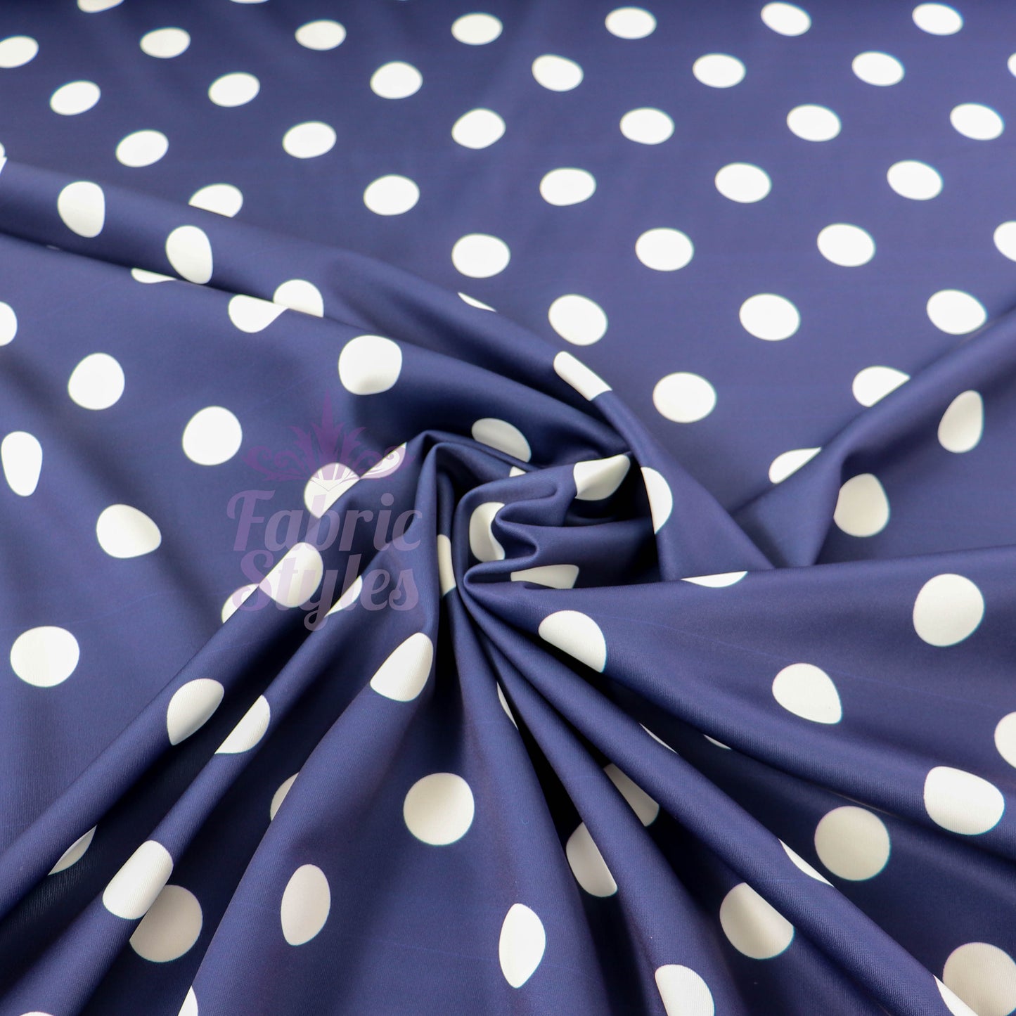 Navy Polka Dot Scuba Fabric