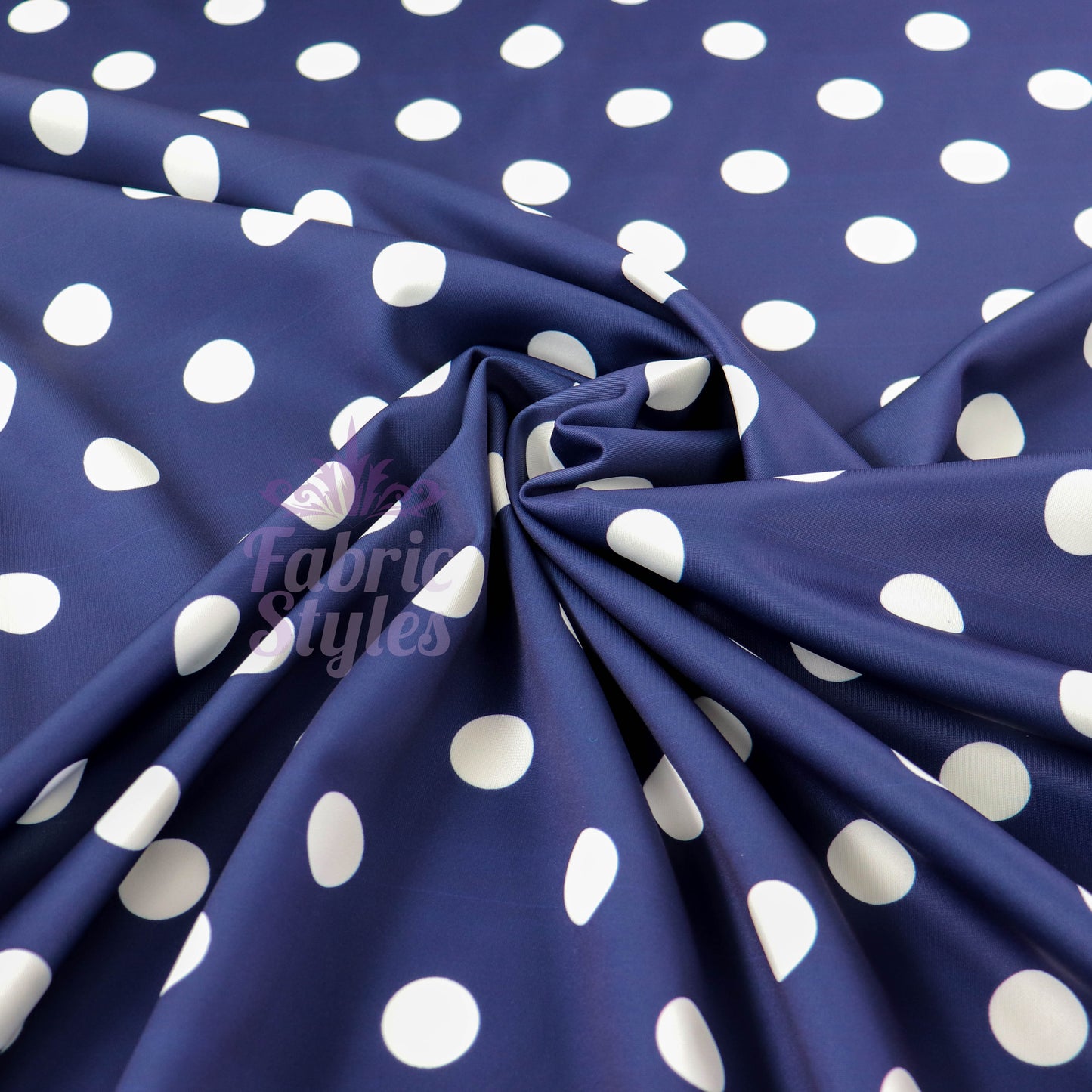 Navy Polka Dot Scuba Fabric