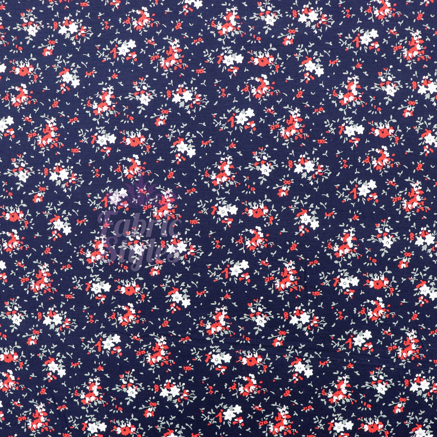 Red Ditsy Floral Viscose Elastane Fabric