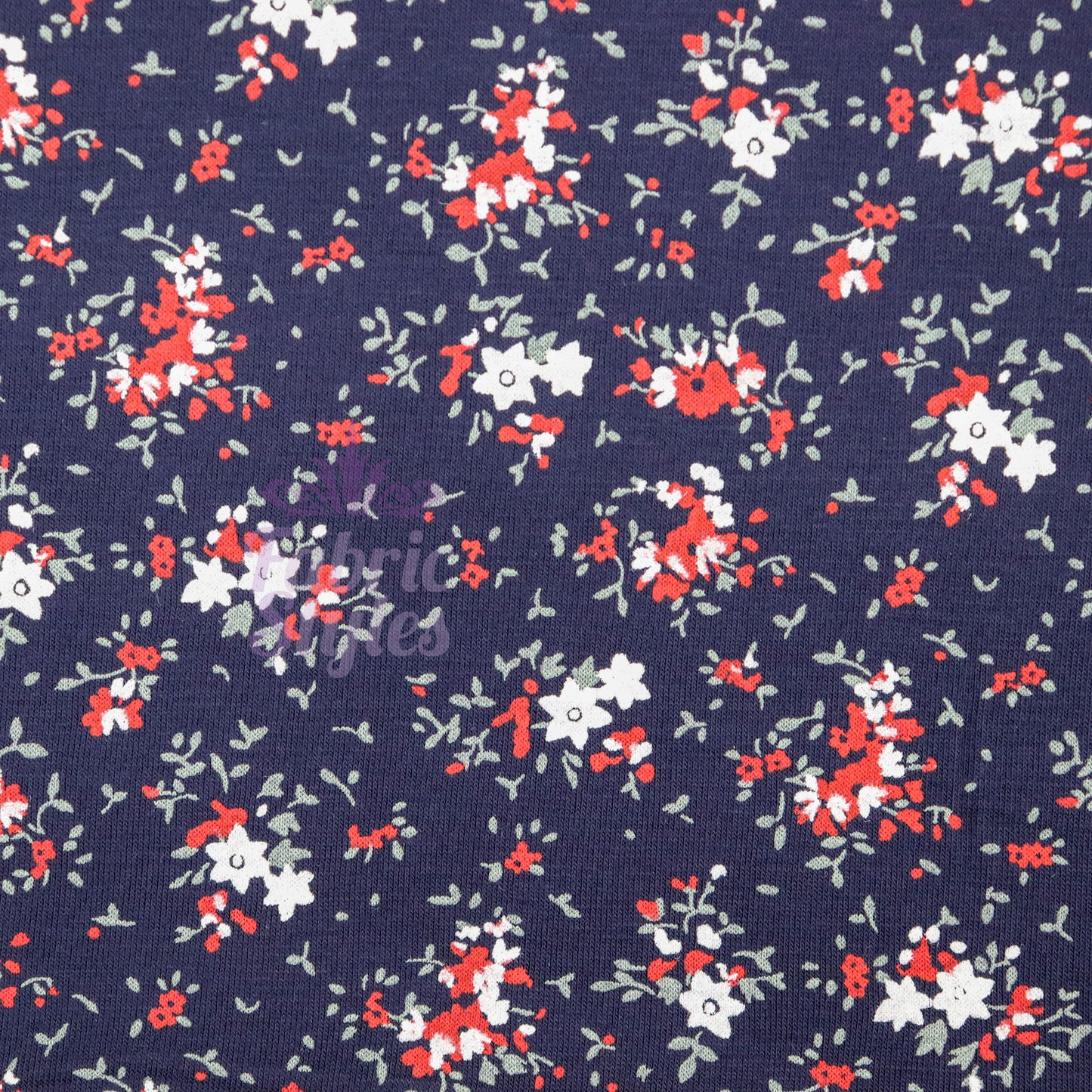 Red Ditsy Floral Viscose Elastane Fabric