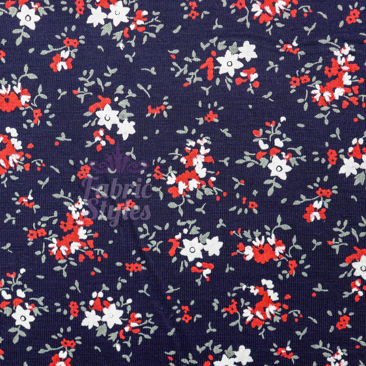Red Ditsy Floral Viscose Elastane Fabric