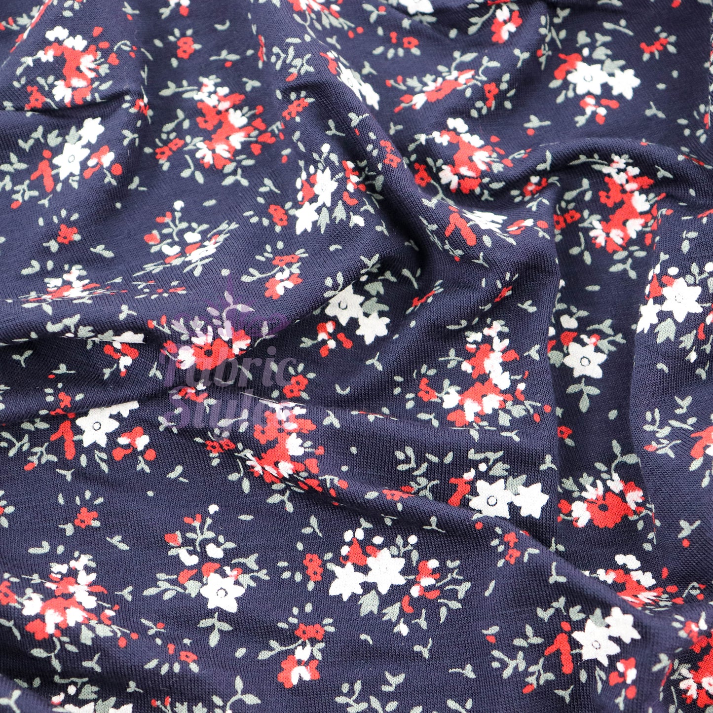Red Ditsy Floral Viscose Elastane Fabric