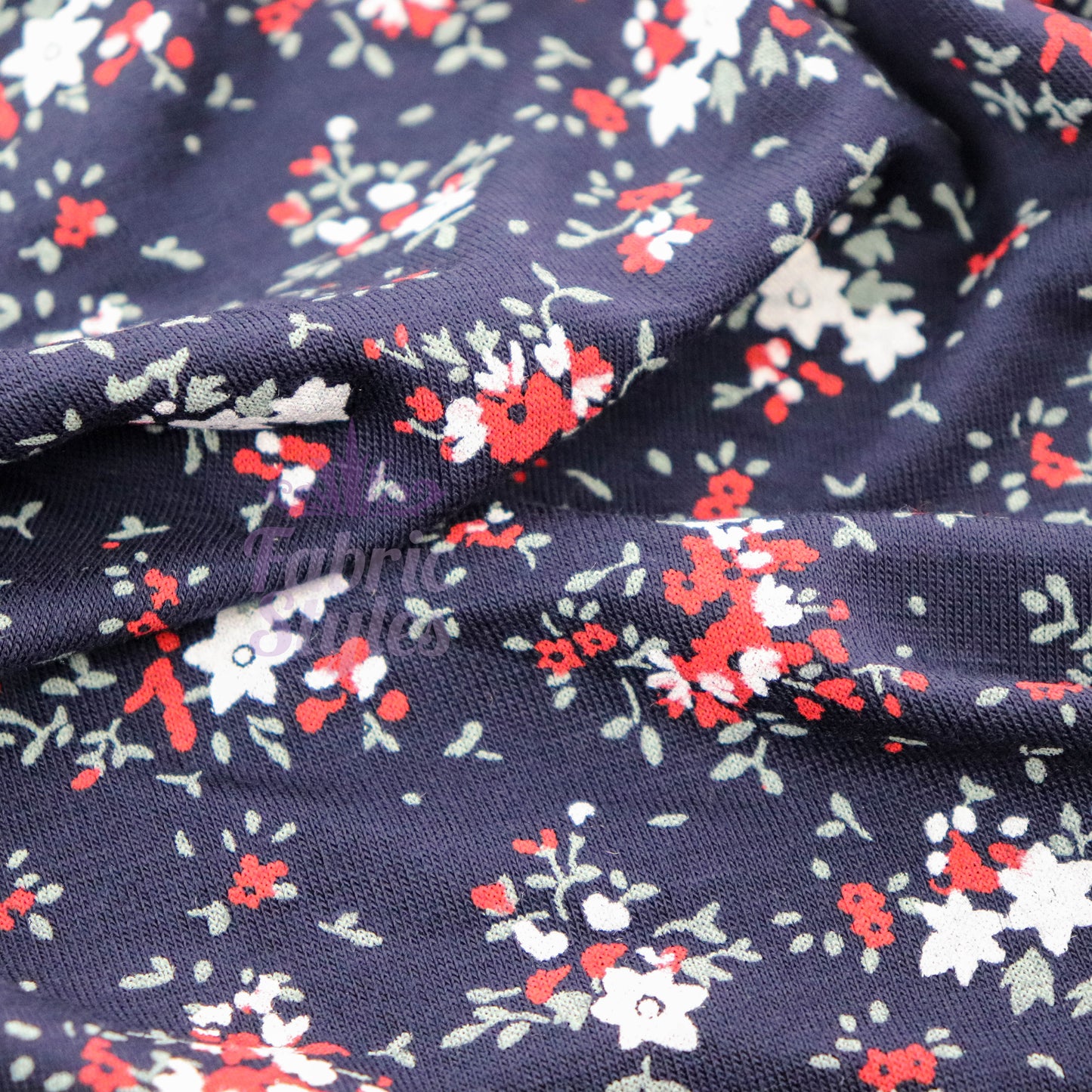 Red Ditsy Floral Viscose Elastane Fabric