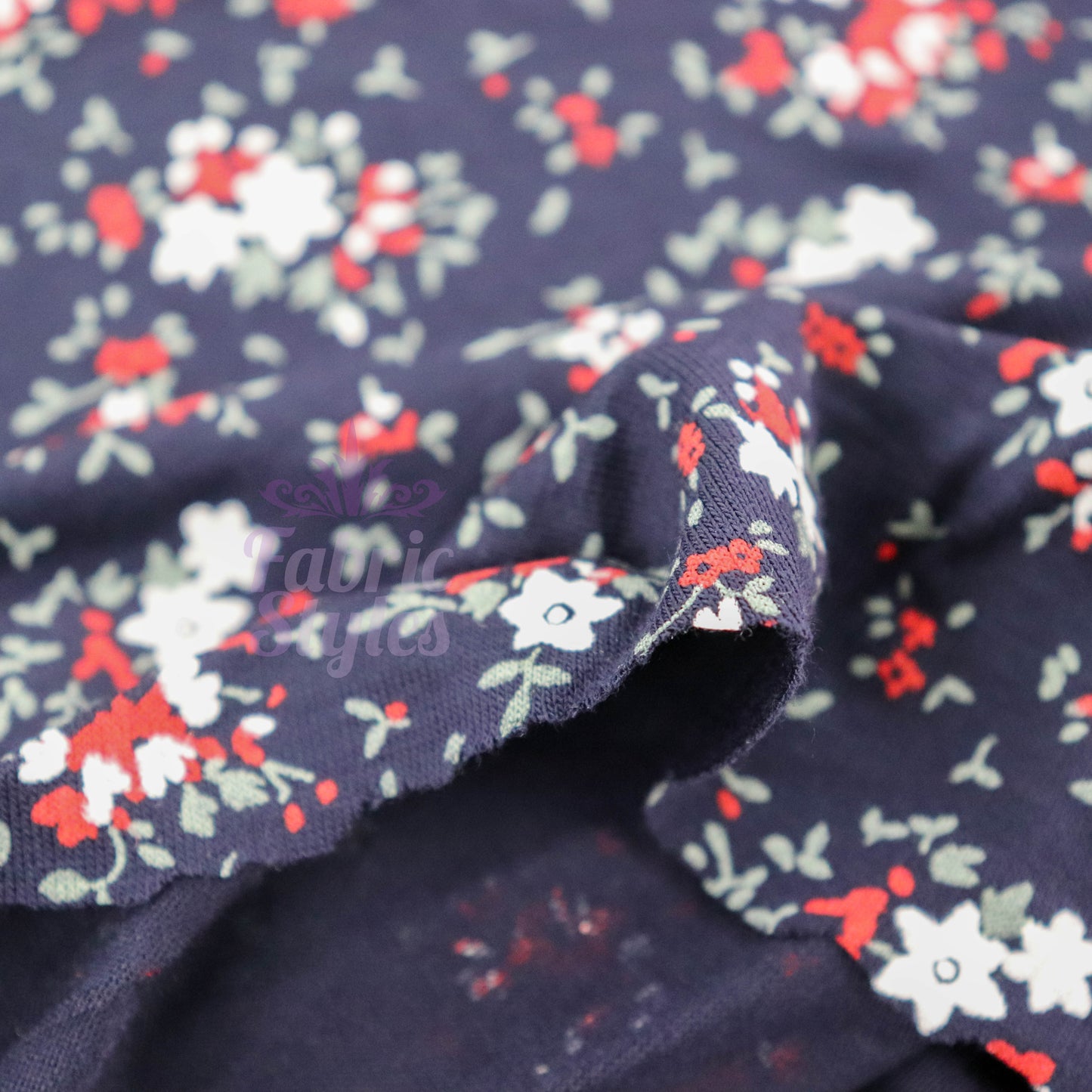 Red Ditsy Floral Viscose Elastane Fabric