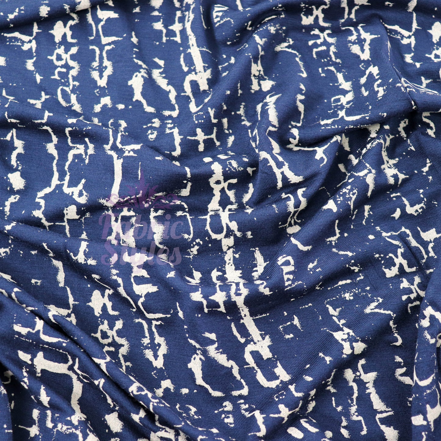 Navy Melange Tie Dye Viscose Elastane Fabric