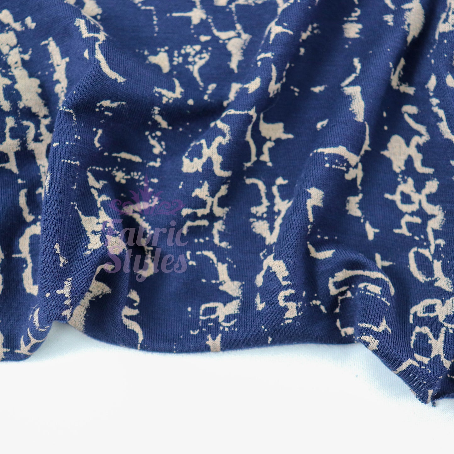 Navy Melange Tie Dye Viscose Elastane Fabric