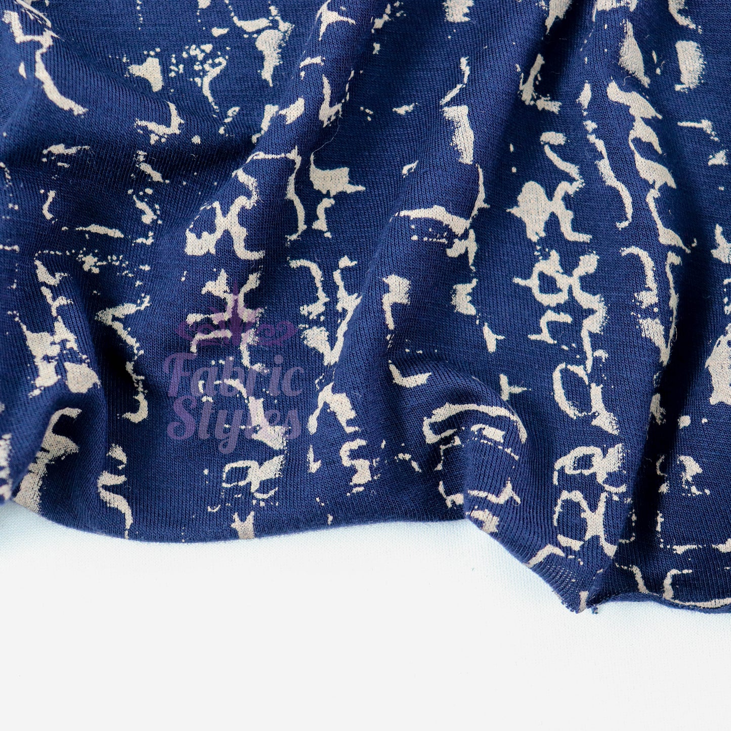 Navy Melange Tie Dye Viscose Elastane Fabric