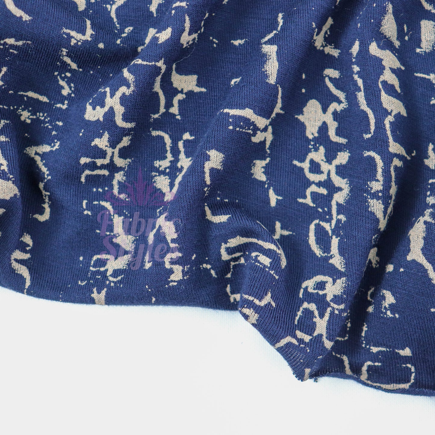 Navy Melange Tie Dye Viscose Elastane Fabric