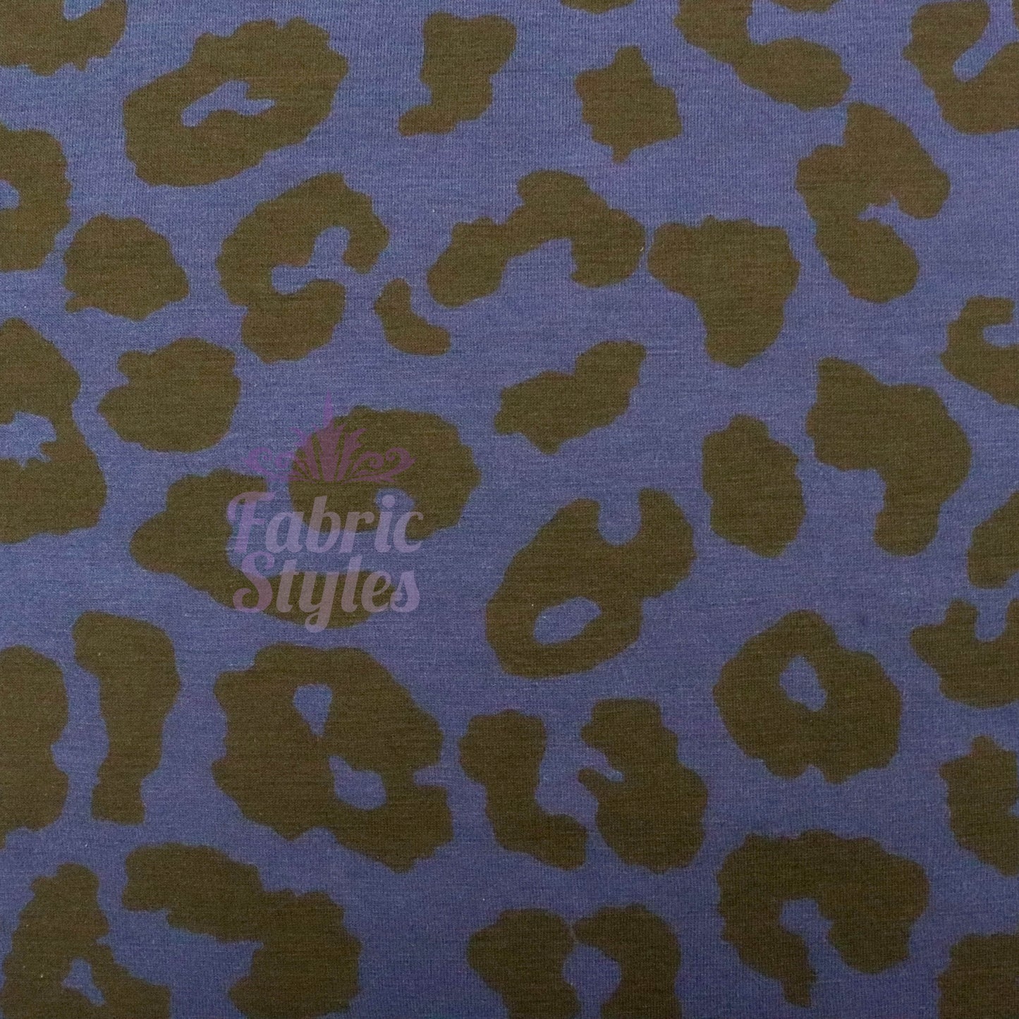 Navy Leopard Black Animal Spots Viscose Elastane Fabric