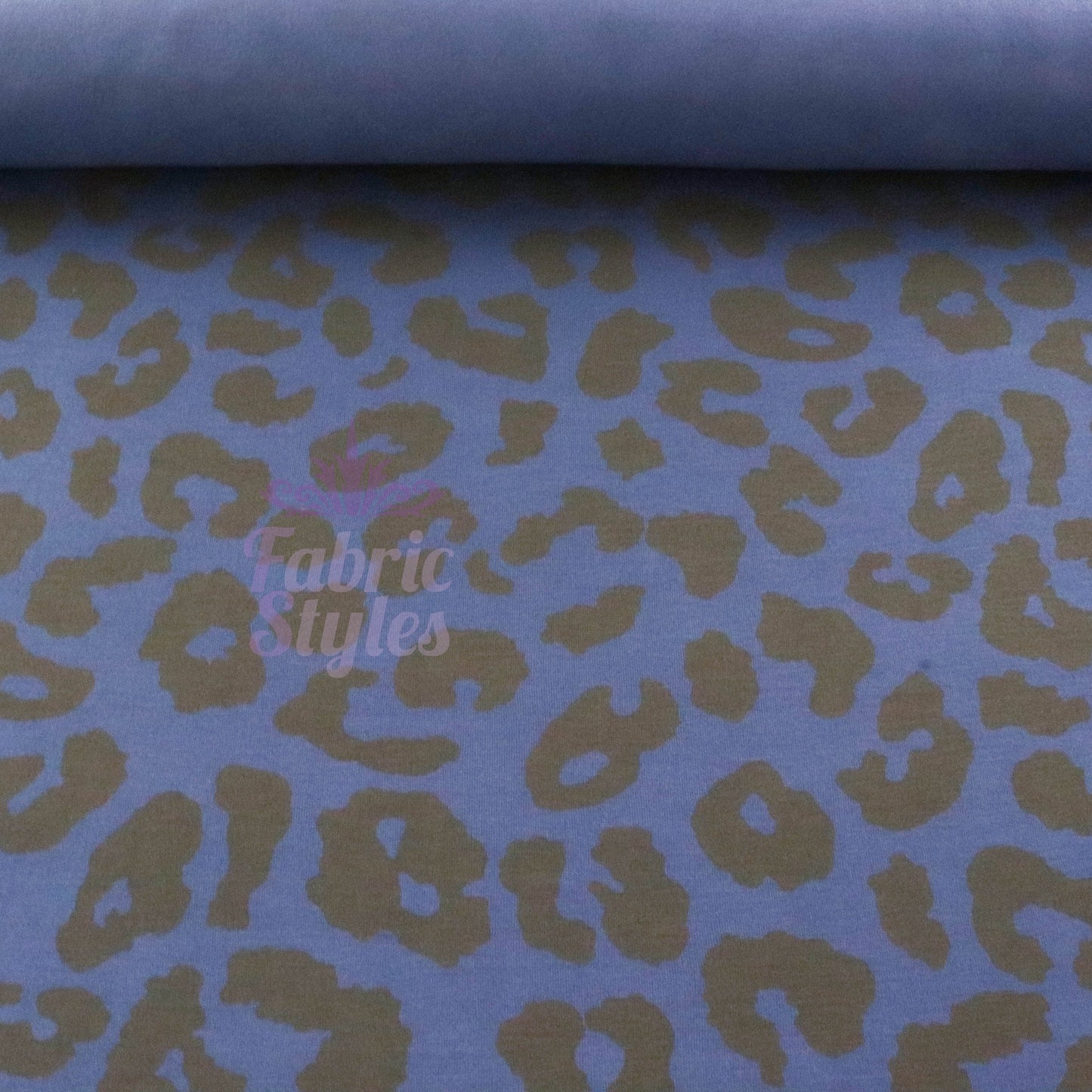 Navy Leopard Black Animal Spots Viscose Elastane Fabric