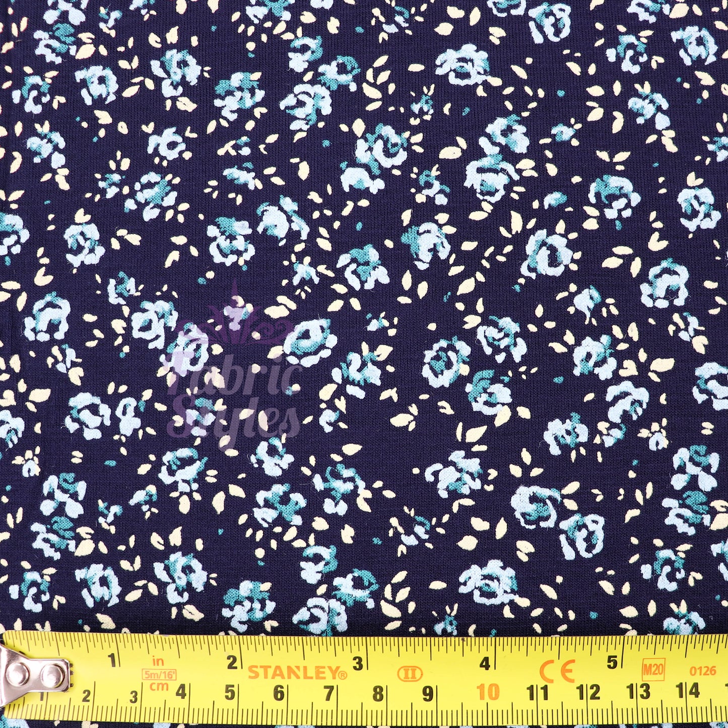 Navy Ditsy Small Floral Blue Roses Viscose Elastane Fabric