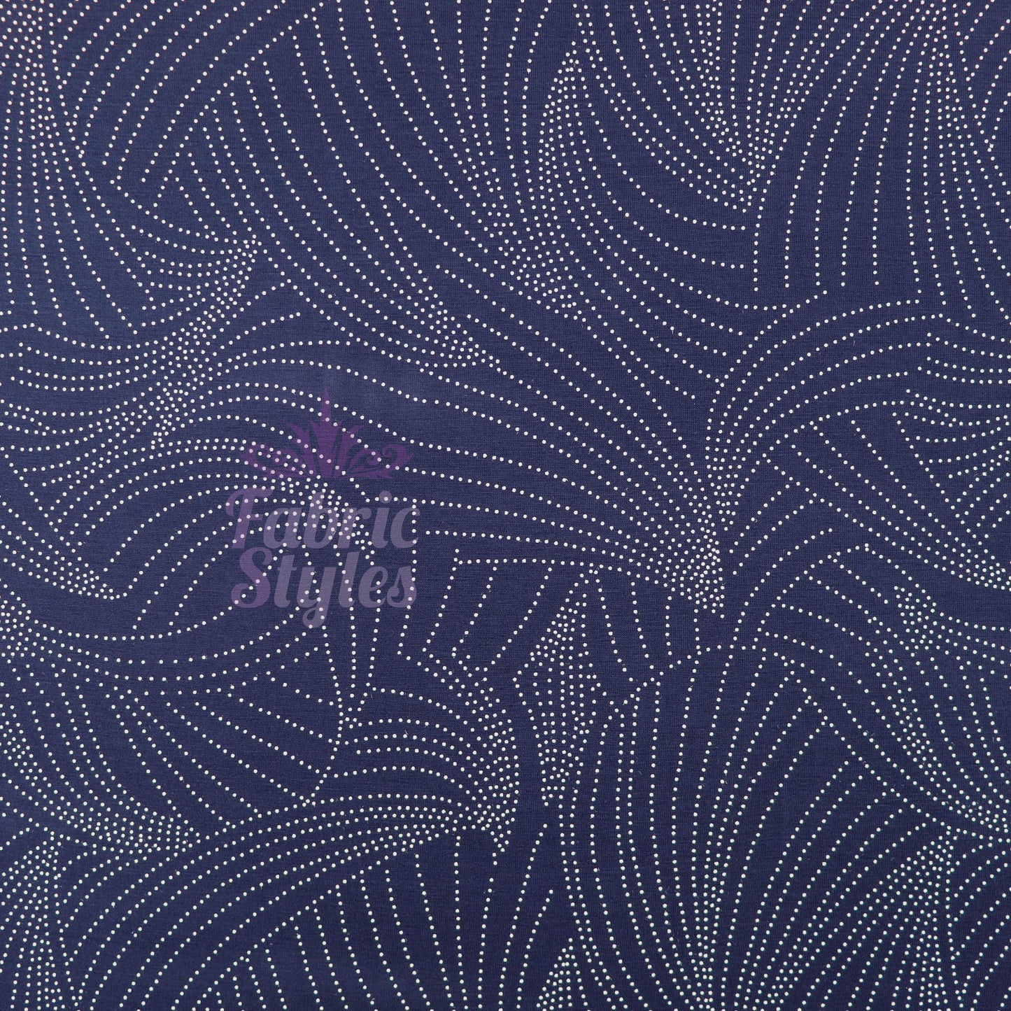 Navy Curve Dot Viscose Elastane Fabric