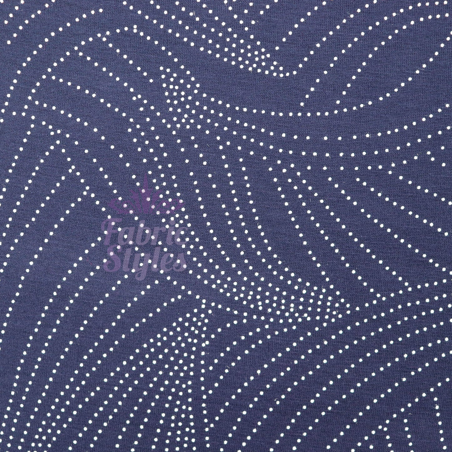 Navy Curve Dot Viscose Elastane Fabric