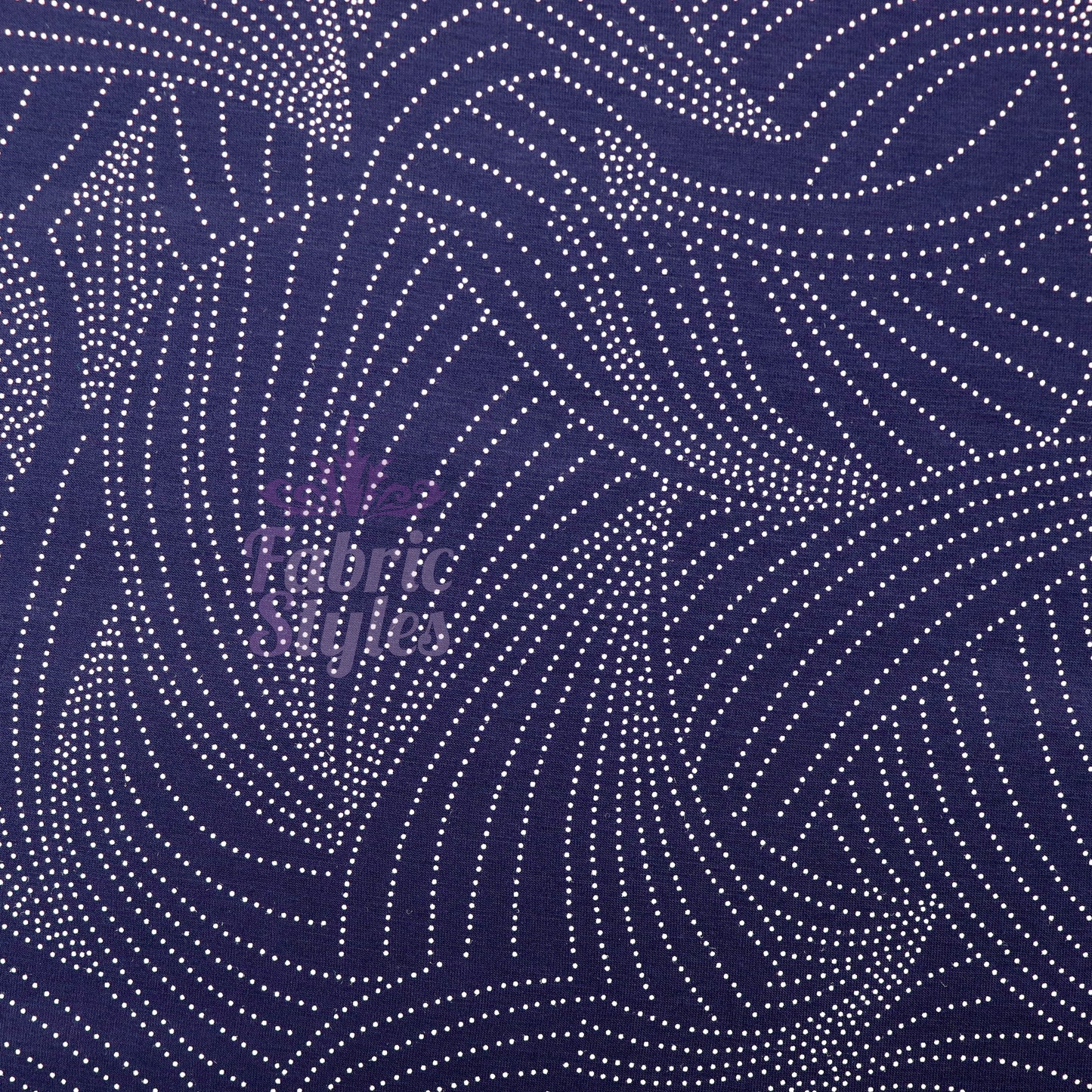 Navy Curve Dot Viscose Elastane Fabric