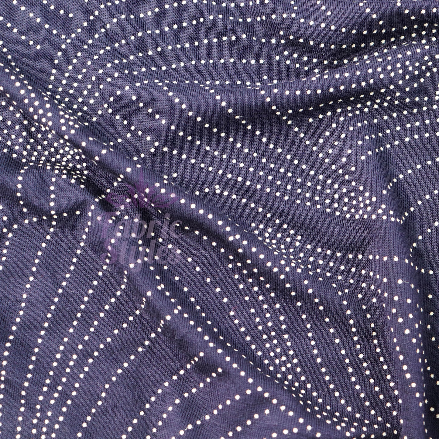 Navy Curve Dot Viscose Elastane Fabric