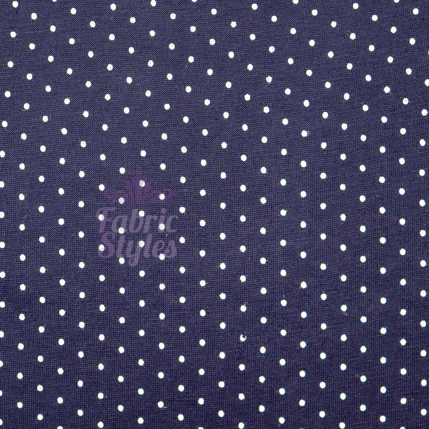Navy Polka Dot Mini Spots Viscose Elastane Fabric