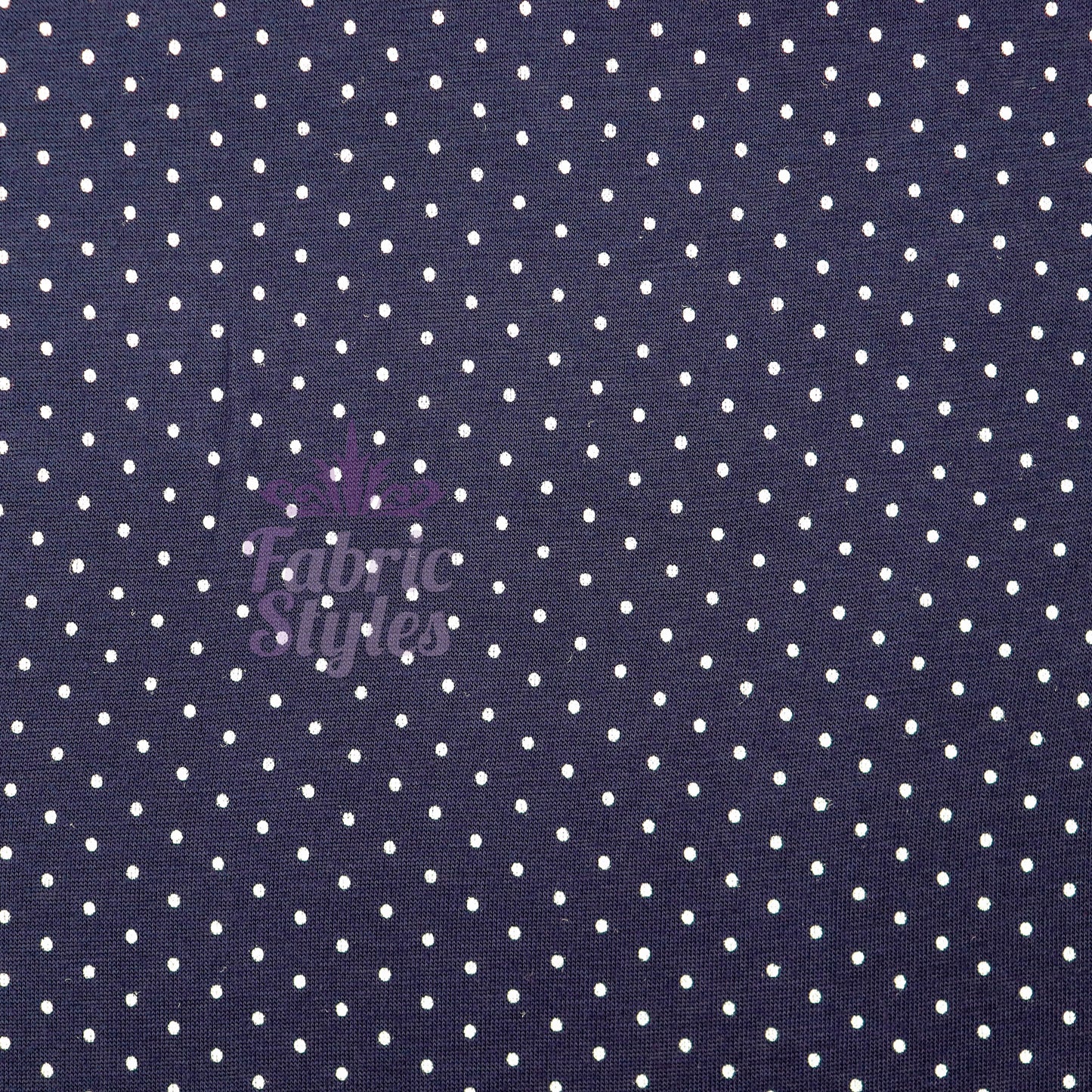 Navy Polka Dot Mini Spots Viscose Elastane Fabric