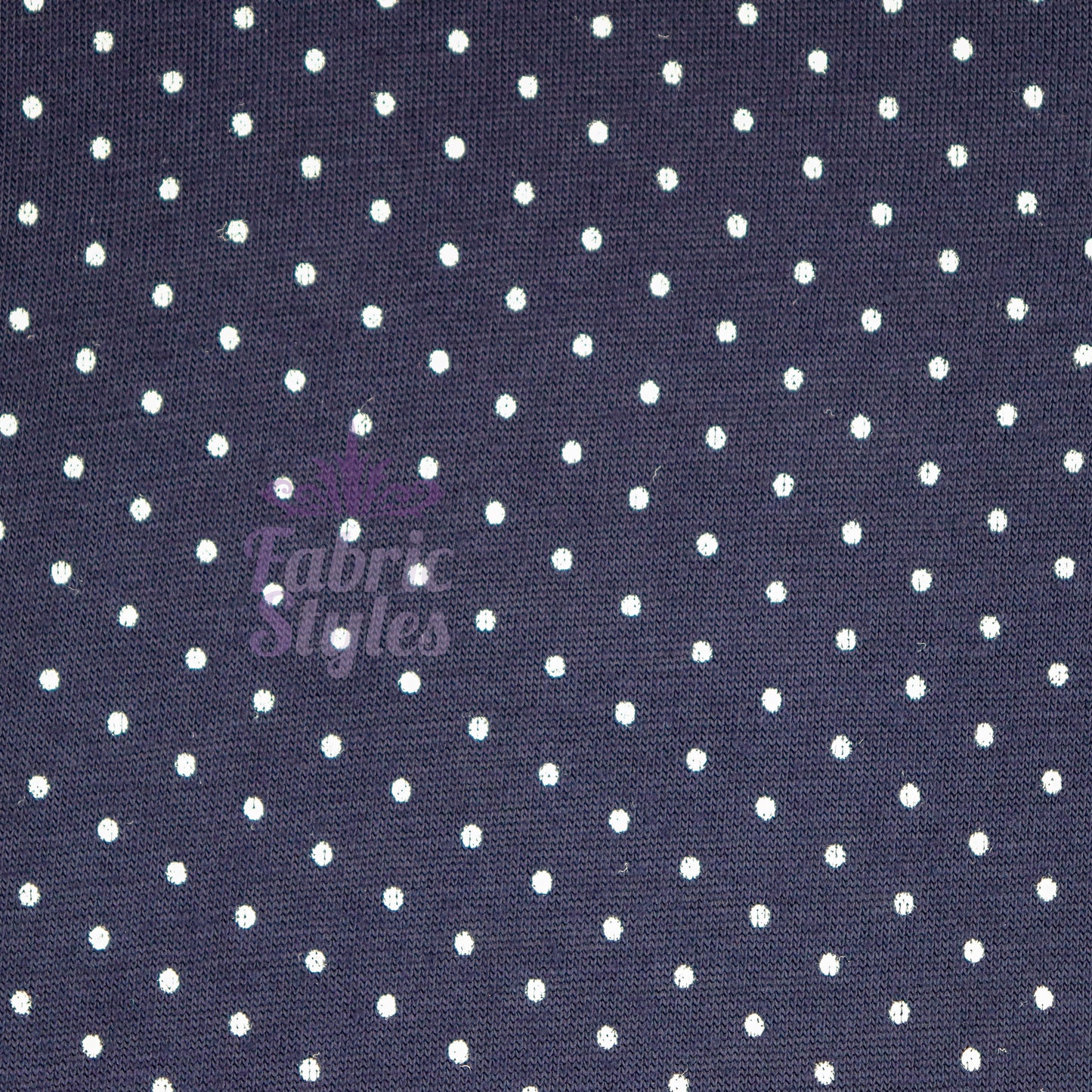 Navy Polka Dot Mini Spots Viscose Elastane Fabric