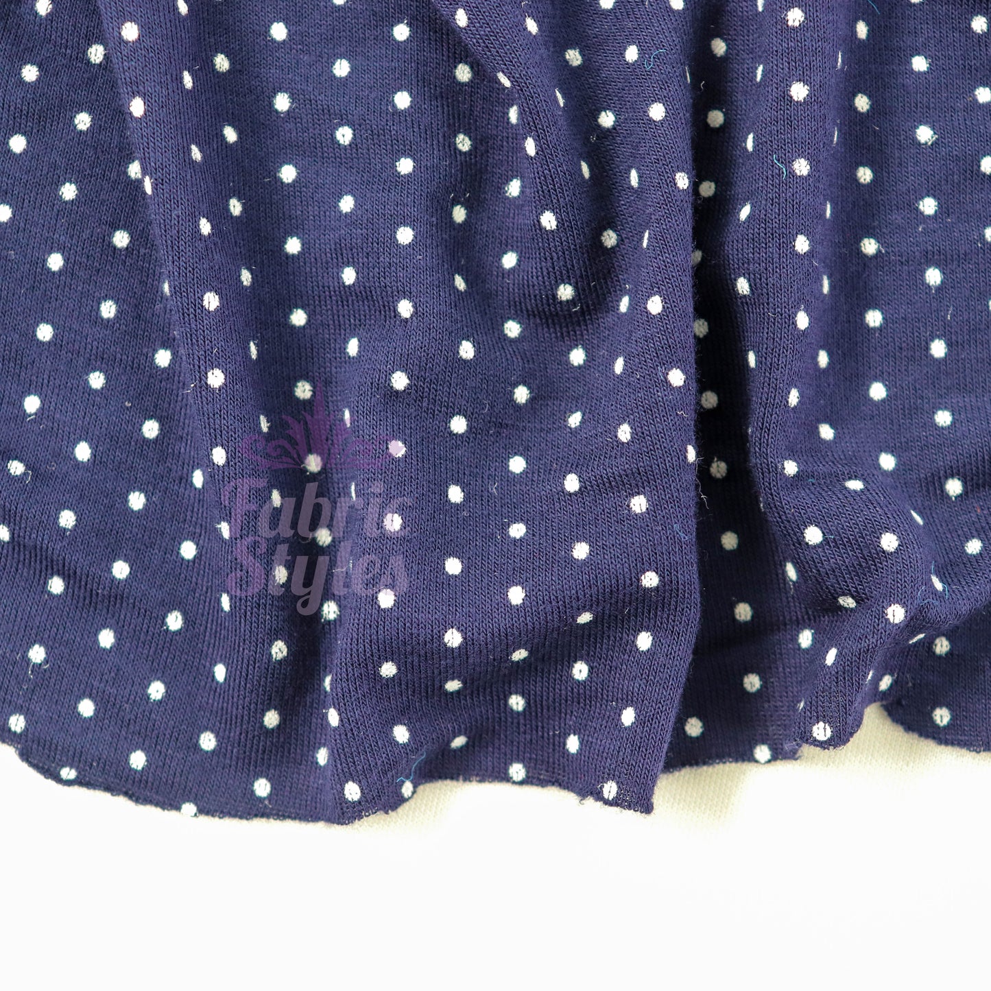 Navy Polka Dot Mini Spots Viscose Elastane Fabric