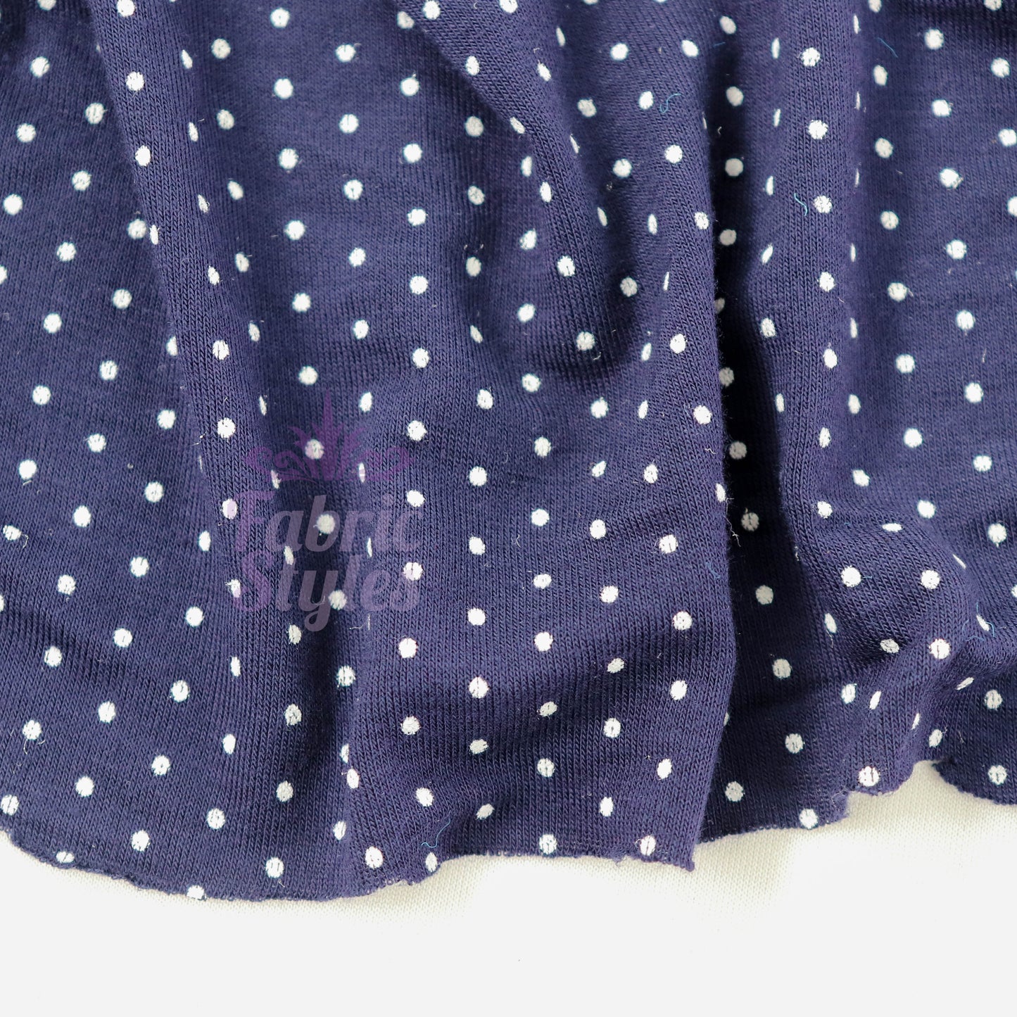 Navy Polka Dot Mini Spots Viscose Elastane Fabric