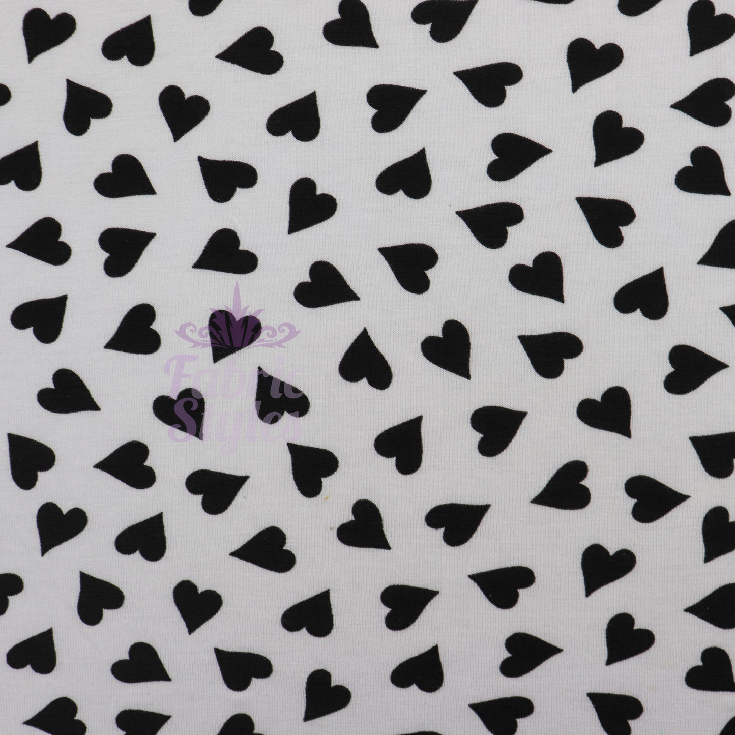 Love Heart Print Black White Viscose Elastane Fabric