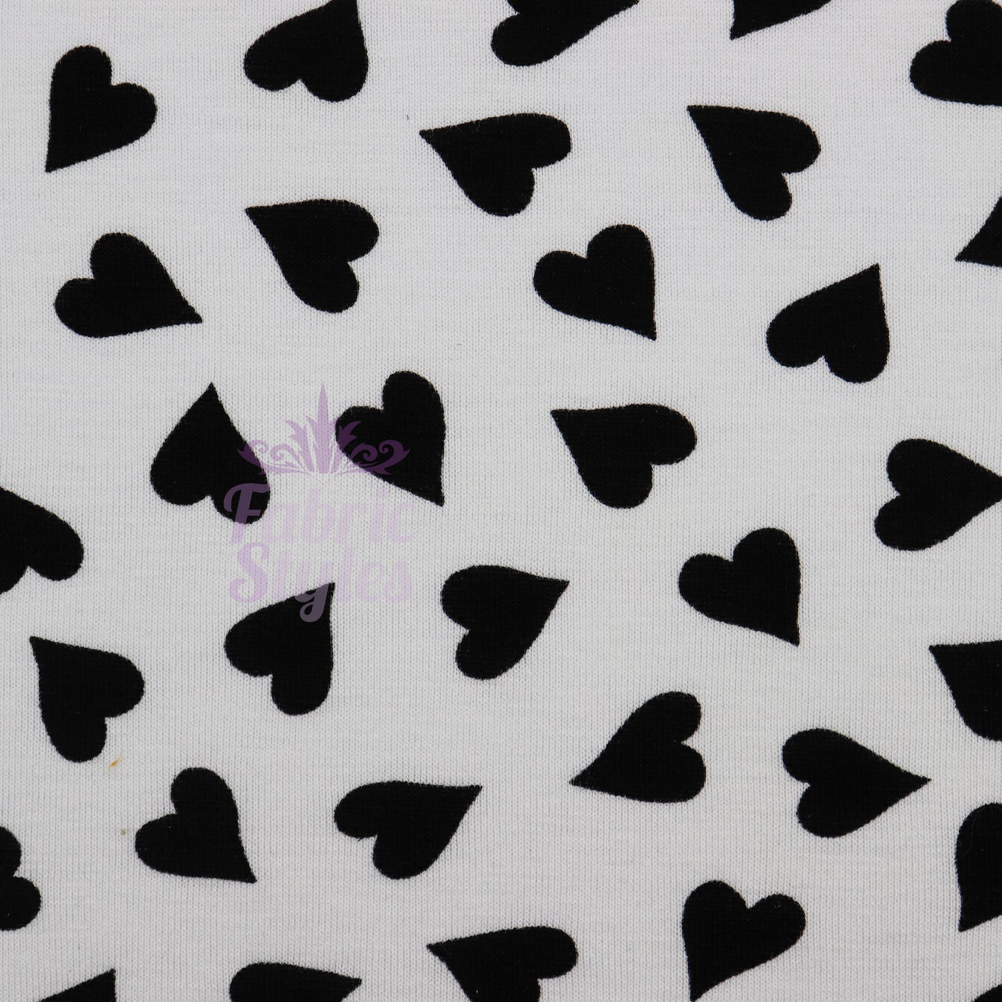 Love Heart Print Black White Viscose Elastane Fabric