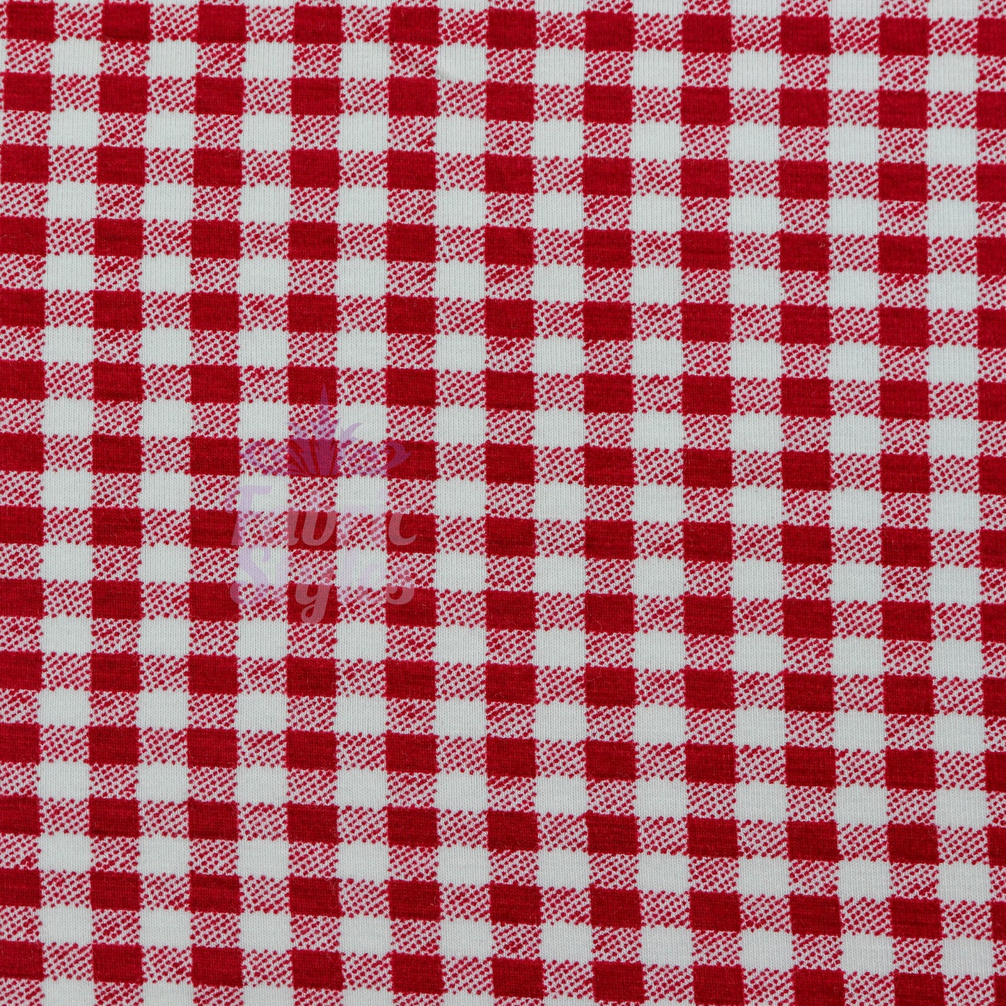 Red Gingham Check Viscose Elastane Fabric