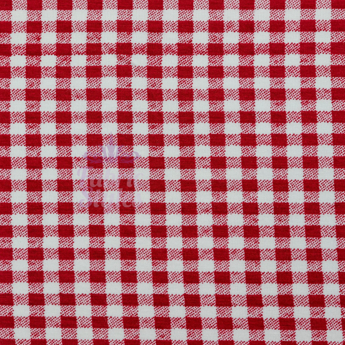 Red Gingham Check Viscose Elastane Fabric