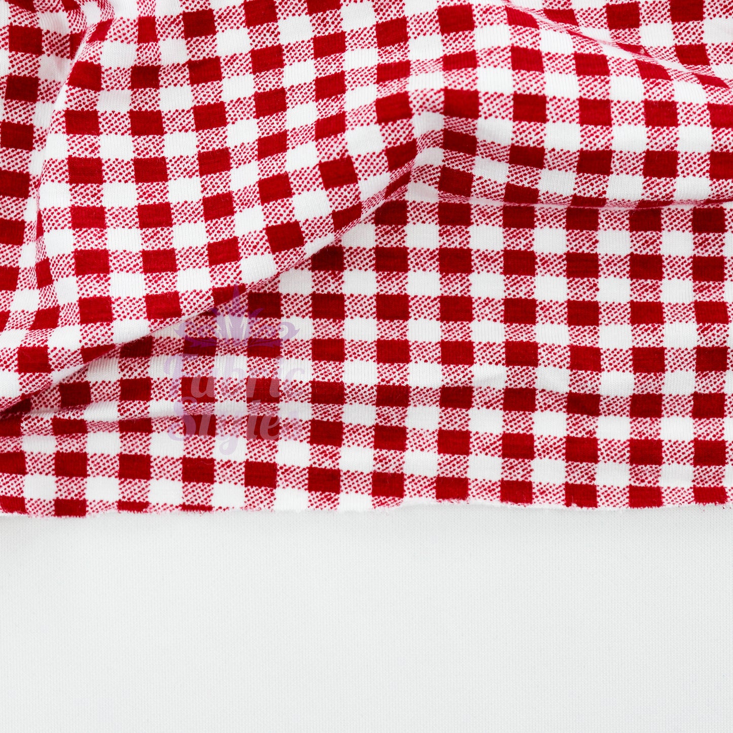 Red Gingham Check Viscose Elastane Fabric