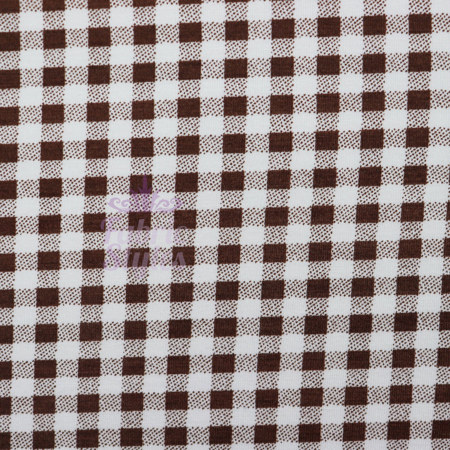 Dark Brown Gingham Check Viscose Elastane Fabric