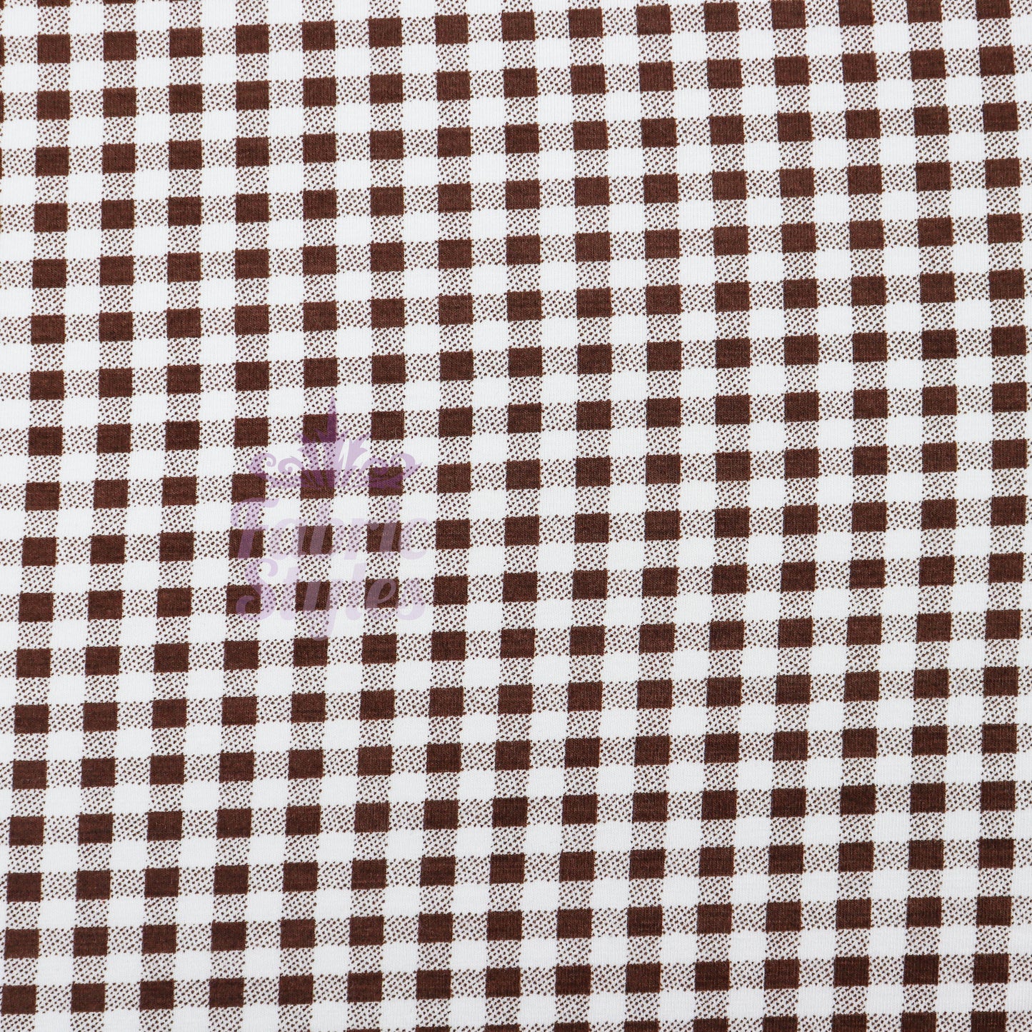 Dark Brown Gingham Check Viscose Elastane Fabric