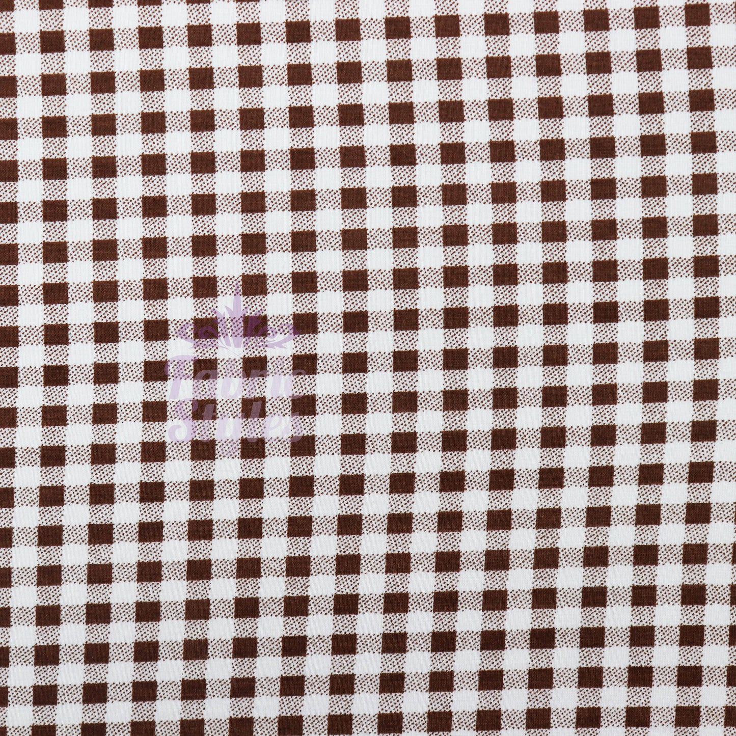 Dark Brown Gingham Check Viscose Elastane Fabric