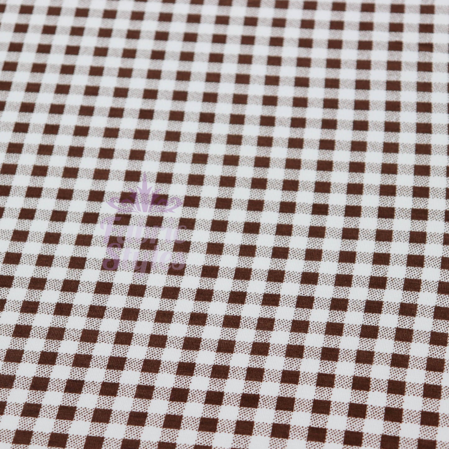 Dark Brown Gingham Check Viscose Elastane Fabric